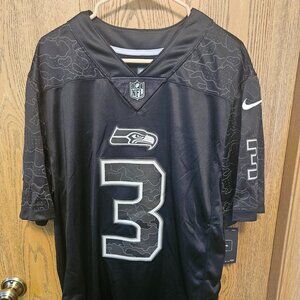 NWT Men's Seattle Seahawks Russell Wilson Nike Black RFLCTV Limited Jersey Large